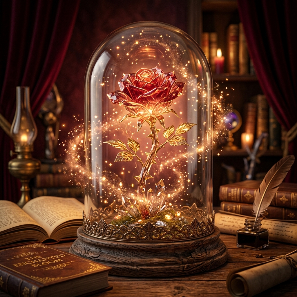 A magical glowing rose decoration